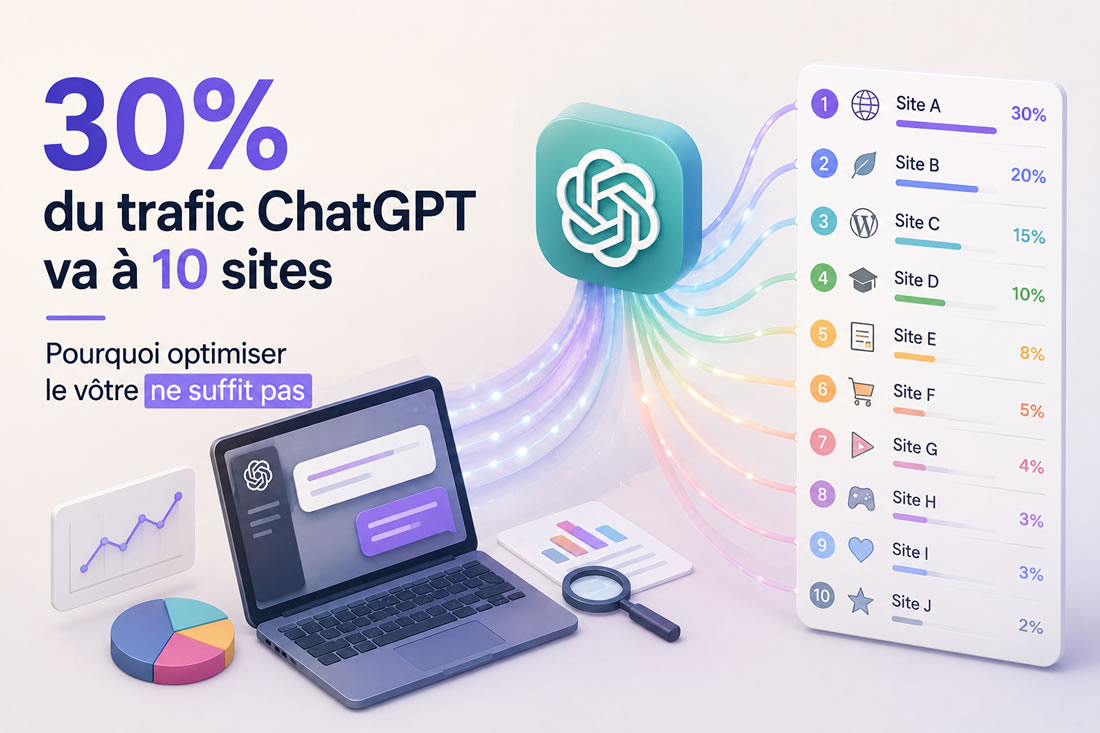 30% du trafic ChatGPT va à 10 sites. Voilà comment intégrer la liste (et pourquoi optimiser le vôtre ne suffit pas).
